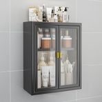 Generisch Metal ecza dolabı, cam kapaklı, banyo dolabı duvar askısı, tuvalet üzerinde banyo dolabı, banyo, mutfak, çamaşır odası, yurt odaları için asma dolap (siyah, 50 x