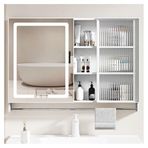 Generisch Modern LED banyo dolabı, duvara monte edilmiş depolama alanı, yer tasarrufu sağlayan akıllı ayna tasarımı, şık 60 x 65 cm büyüklüğünde banyo düzenleyici.