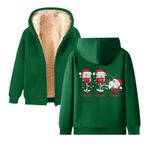 Generisch Noel Baskılı 2025 Kapüşonlu Kışlık Uzun Kollu Gündelik C-Yeşil Kadın Sweatshirt