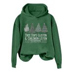 Generisch Noel Baskılı 2025 Kış Kapüşonlu Uzun Kollu Gündelik A-Yeşil Kadın Sweatshirt