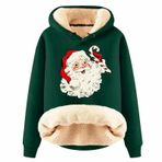 Generisch Noel Baskılı 2025 Modern Kapüşonlu Uzun Kollu C-Yeşil Kadın Sweatshirt