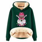 Generisch Noel Baskılı 2025 Modern Kapüşonlu Uzun Kollu D-Yeşil Kadın Sweatshirt