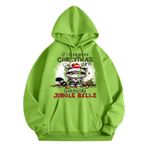 Generisch Noel Baskılı 2025 Modern Kapüşonlu Uzun Kollu Gündelik A-Yeşil Kadın Sweatshirt
