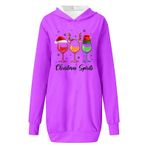 Generisch Noel Baskılı Uzun Kol Günlük Modern Lila-C Kadın Sweatshirt