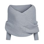 Generisch Örgü kazak, kadın, seksi, omzu açık, sweatshirt, kış, uzun kollu, süveter, çapraz kesim, örgü kazak, kadın, kaba örgü kazak, moda, bol üst giyim, 2 gri, Tek Beden