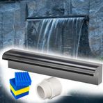 Generisch Paslanmaz çelik havuz şelale taşması, 50 cm (20 inç) su oyunu, filtre pamuğu ve bağlantı parçası, bahçeler, villalar ve su parkları için ideal, 40 ila 200 cm (16 – 79 inç) arasında