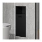 Generisch Su geçirmez paslanmaz çelik duş, entegre çöp kovalı, gömme duvar rafı, banyo ve evde saklama için (gri 20 x 50 x 14 cm)