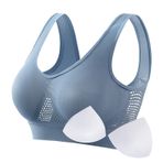 Generisch Sütyen Kadın Büyük Beden Proof Koşu Fitness Yoga Yelek İnce Dolgulu Telsiz Nefes Alabilir Push Up Spor Sütyen Kadın Kıyafeti, Mavi, XL