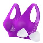 Generisch Sütyen Kadın Büyük Beden Proof Koşu Fitness Yoga Yelek İnce Dolgulu Telsiz Nefes Alabilir Push Up Spor Sütyen Kadın Kıyafeti, Mor, S