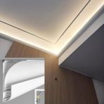 Generisch Tavan çıtaları, iç dekorasyon için LED süs şeritleri, 8 x 6 cm genişliğinde dolaylı aydınlatma kanalı, alüminyum oluklu profil, duvar ve zemin LED ray (2,5 m/8,2 ft)