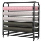 Generisch Tekstil, vinil rulo, araba folyosu, masa örtüsü ve duvar kağıtları için sağlam metal sunum rafı, 10 çubuklu ayarlanabilir asma raf (Y 210 cm x G 195 cm)