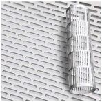 Generisch Tel ızgara, delikli sac paslanmaz çelik 304, 5 x 25 mm dikdörtgen delikler, dekoratif tel ızgara, gümüş rengi, 0,85 mm kalınlığında, 15 x 20 cm, kendin yap projeleri için sağlam metal ızgara