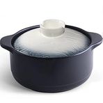 Generisch Terakota güveç tenceresi, ısıya dayanıklı, seramik, porselen, siyah, güveç tenceresi, toprak tencere, tencere, çorba kasesi, 3 l (3 l)