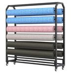 Generisch Ticari Metal Sunum Rafı, Tekstil Kumaş/Vinil Rulolar/Araba Renk Değiştirme Folyosu/Masa Örtüsü/Ambalaj/Duvar Kağıdı/Pencere Folyosu için, Ayarlanabilir Çubuklu Sağlam Tekerlekli Asma Raf (12