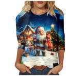 Generisch X Noel 3/4 Kollu Tatlı Desenli Kazak Model Kış Yuvarlak Yaka Uzun Kollu Süveter Moda Bol Üst Giyim Lila Kadın Kazağı