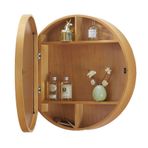Generisch Yuvarlak ahşap banyo dolabı, duvar montajı için, aynalı, 2'si 1 arada ilaç dolabı ve kozmetik aynalı dolap, oturma odası, mutfak, yatak odası için, depolama alanı dahil