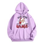 Generisch Zarif A Noel Kapüşonlu Tarzı Boş Zaman Kazak Model Noel Baskılı Kış Uzun Kollu Gündelik Lila Kadın Sweatshirt