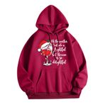 Generisch Zarif D Noel Kapüşonlu Tarzı Boş Zaman Kazak Model Noel Baskılı Kış Uzun Kollu Gündelik Kırmızı Kadın Sweatshirt