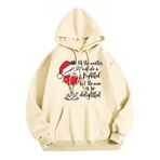 Generisch Zarif D Noel Kapüşonlu Tarzı Boş Zaman Kazak Model Noel Baskılı Kış Uzun Kollu Gündelik Light Sarı Kadın Sweatshirt