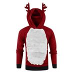 Generisch Zarif Noel Kapüşonlu Tarzı Boş Zaman Kazak Model Noel Baskılı Kış Uzun Kollu Gündelik Brick Kırmızısı Kadın Sweatshirt