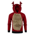 Generisch Zarif Noel Kapüşonlu Tarzı Boş Zaman Kazak Model Noel Baskılı Kış Uzun Kollu Gündelik Kırmızı Kadın Sweatshirt