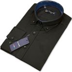Genesis Yüzde Yüz Pamuk Erkek Gömleği - 5501-Siyah - 2XL