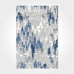 Genevieve Mavi Soyut Modern Geometrik Etnik Desenli Boho Makinada Yıkanabilir Hafif Hav Toz Vermez Leke Tutmaz Kaymaz Taban Dijital Makine Baskı Halı Oturma Odası Salon Yolluk Koridor Mutfak Halısı