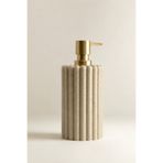 GENGSİ Meturas Krem Polyresin Sıvı Sabunluk | Modern Çizgili Tasarım 375 ml Banyo Aksesuarı 7,5 X 18 CM