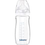 Geniş Ağızlı, Isıya Dayanıklı Cam Biberon 260ML, Şeffaf Tasarım - Ahşap