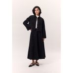 Geniş Büzgülü Denim Etek Siyah - 38