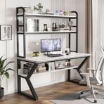 Geniş masif ahşap bilgisayar masası, 70 cm, ev, ofis iş istasyonu sağlam metal çerçeve, çalışma ve çalışma için ideal yazı ve oyun masası