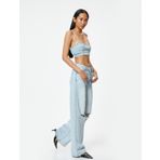 Geniş Paça Yırtık Kot Pantolon Standart Bel Düğmeli - Bianca Wide Leg Jean