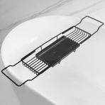 Genişletilebilir Tasarımlı Metal BathBoard Tepsisi Premium Küvet Kutusu Okuma Raflı Şarap Bardağı Tutucu ve Düzenleyici Tüm Küvetlere Uyar Mükemmel Banyo Aksesuarı