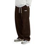 GENIUS Erkek Pantolon Fitilli Kadife Bol Paça Oversize Pantolon Kahverengi S