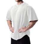 Genius Erkek Spor Tişört Oversize Fitness & Gym Antrenman Tişörtü (Beyaz, M)