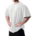 Genius Erkek Spor Tişört Oversize Fitness & Gym Antrenman Tişörtü (Beyaz, XL)