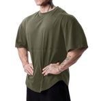 Genius Erkek Spor Tişört Oversize Fitness & Gym Antrenman Tişörtü (Haki, L)