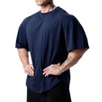 Genius Erkek Spor Tişört Oversize Fitness & Gym Antrenman Tişörtü (Lacivert, XL)