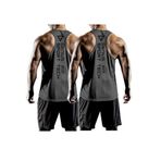 GENIUS STORE 2'li Paket Erkek Dry Fit Y-back Gym Fitness Sporcu Atleti (FÜME-FÜME, S)