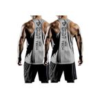GENIUS STORE 2'li Paket Erkek Dry Fit Y-back Gym Fitness Sporcu Atleti (GRİ-GRİ, S)