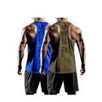 GENIUS STORE 2'li Paket Erkek Dry Fit Y-back Gym Fitness Sporcu Atleti (MAVİ-HAKİ, S)