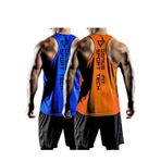 GENIUS STORE 2'li Paket Erkek Dry Fit Y-back Gym Fitness Sporcu Atleti (MAVİ-TURUNCU, S)