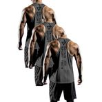 GENIUS STORE 3'lü Paket Erkek Dry Fit Y-back Gym Fitness Sporcu Atleti (FÜME, S)