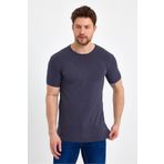 GENIUS STORE Erkek Bisiklet Yaka Basic Füme Tişört