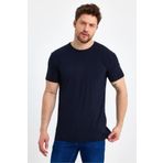 GENIUS STORE Erkek Bisiklet Yaka Basic Koyu Lacivert Tişört
