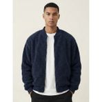 Genius Store Erkek Bomber Mont Peluş Içi Astarlı Regular Kalıp Sherpa Kuzu Kumaş Spor Mont - 2XL - Lacivert