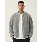 Genius Store Erkek Bomber Mont Peluş Içi Astarlı Regular Kalıp Sherpa Kuzu Kumaş Spor Mont - Gri