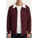 Genius Store Erkek Kadife Mont Peluş Astarlı Gömlek Yaka Rüzgar Geçirmez Kadife Mont - 2XL - Bordo