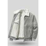 Genius Store Erkek Kadife Mont Peluş Astarlı Tam Fermuarlı Gömlek Yaka Spor Mont - 2XL - Gri