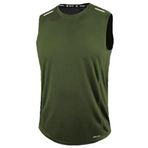 GENIUS STORE Erkek Nem Emici Hızlı Kuruma Atletik Teknik Performans Sporcu Sıfır Kol T-shirt (HAKİ, S)